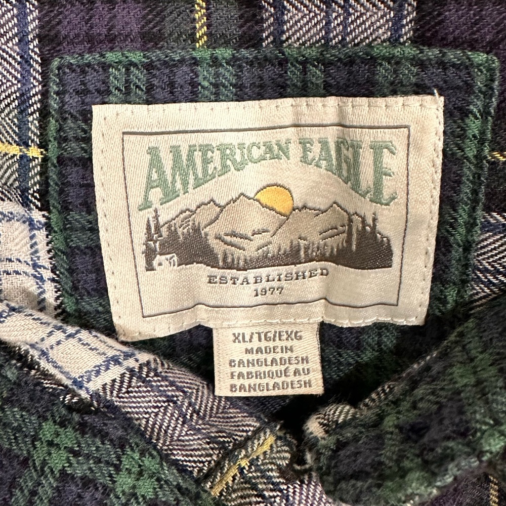 AMERICAN EAGLE Cotton Blend Plaid Button Up Size XL - Picture 4 of 5